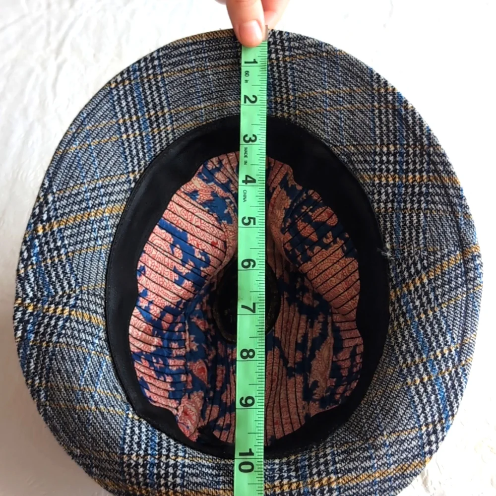 Vintage Irish Crushable by Du Pont Tweed Walking Hat Blue Black Mustard S/M Size